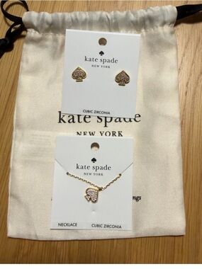 kate spade gold spade necklace and stud set